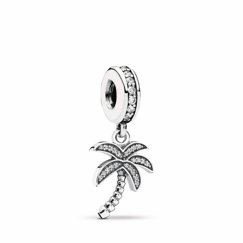 Pandora Australia Sparkling Palm Tree Dangle Charm - Sterling Silver | QSYBMT846